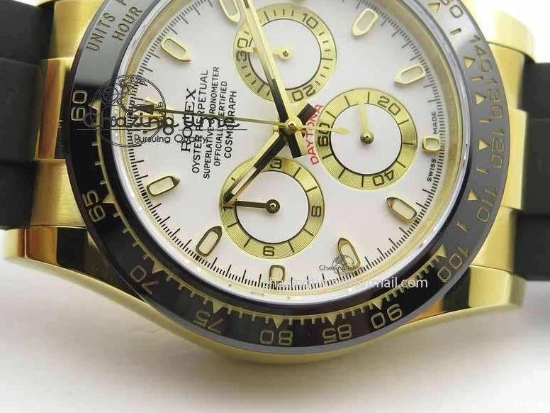 MiroTime 0417 Timeless Daytona YG 116518LN JH Best Edition White Dial On Rubber Strap A4130 (Free XS rubber strap) 3643